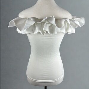 White Ruffle Off-Shoulder Top Size S